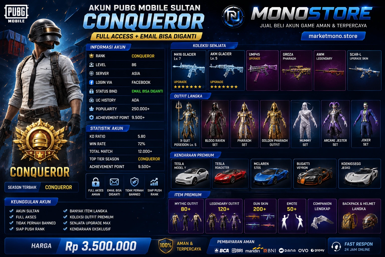 AKUN PUBG MOBILE SULTAN CONQUEROR